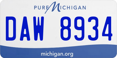 MI license plate DAW8934