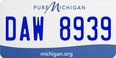 MI license plate DAW8939