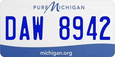 MI license plate DAW8942