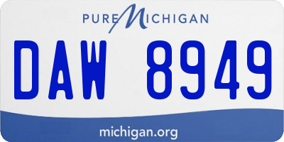 MI license plate DAW8949
