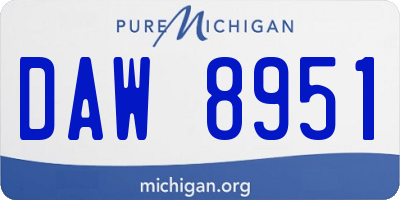 MI license plate DAW8951