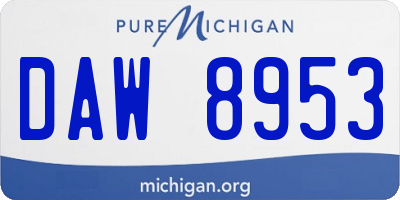 MI license plate DAW8953