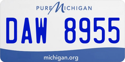 MI license plate DAW8955