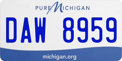 MI license plate DAW8959