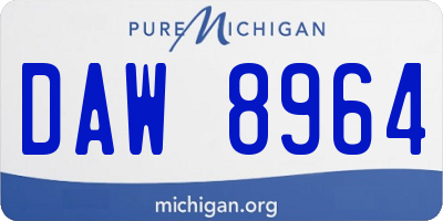 MI license plate DAW8964