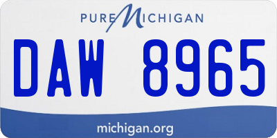 MI license plate DAW8965