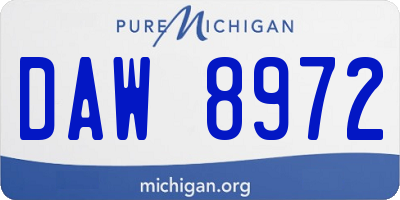 MI license plate DAW8972