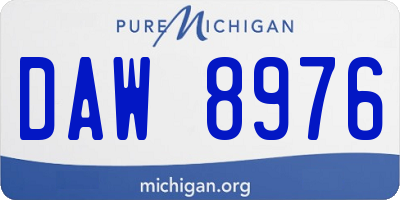 MI license plate DAW8976