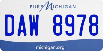 MI license plate DAW8978