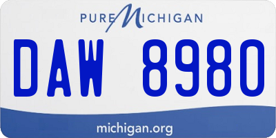 MI license plate DAW8980