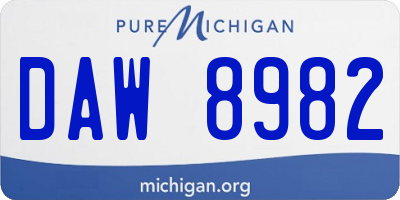 MI license plate DAW8982