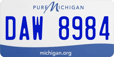 MI license plate DAW8984