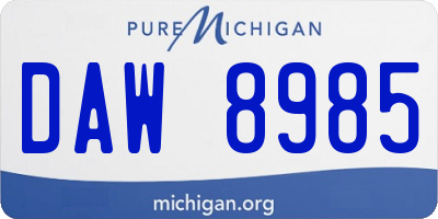 MI license plate DAW8985