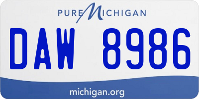 MI license plate DAW8986