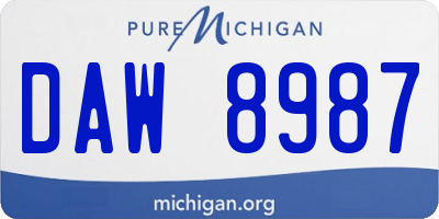 MI license plate DAW8987