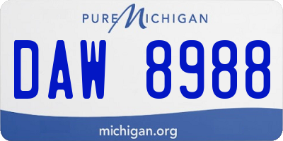 MI license plate DAW8988