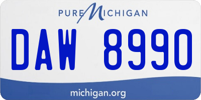 MI license plate DAW8990