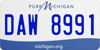 MI license plate DAW8991