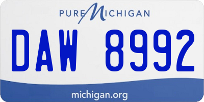MI license plate DAW8992