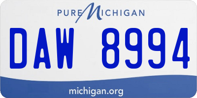 MI license plate DAW8994