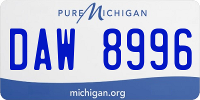 MI license plate DAW8996
