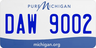 MI license plate DAW9002