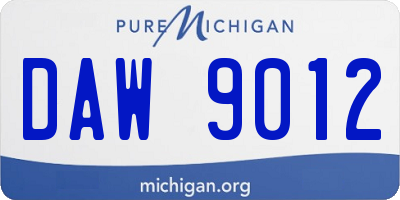 MI license plate DAW9012