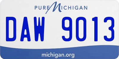 MI license plate DAW9013