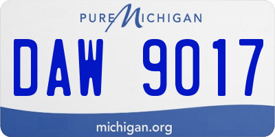 MI license plate DAW9017