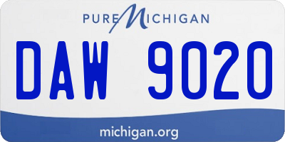 MI license plate DAW9020