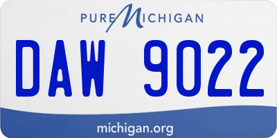 MI license plate DAW9022