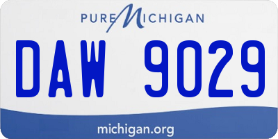 MI license plate DAW9029