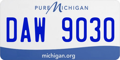 MI license plate DAW9030