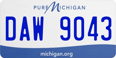 MI license plate DAW9043