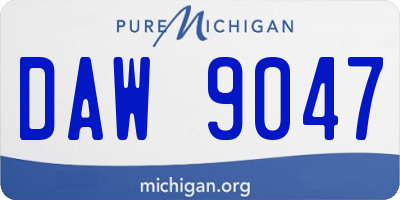 MI license plate DAW9047