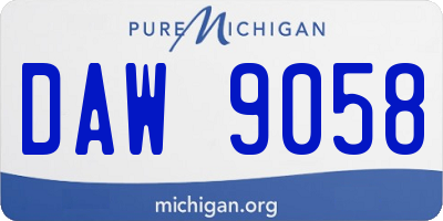 MI license plate DAW9058