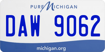MI license plate DAW9062