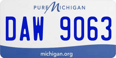 MI license plate DAW9063