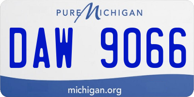 MI license plate DAW9066