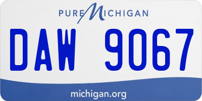 MI license plate DAW9067