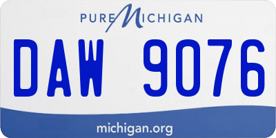 MI license plate DAW9076