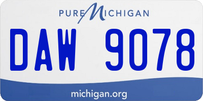 MI license plate DAW9078