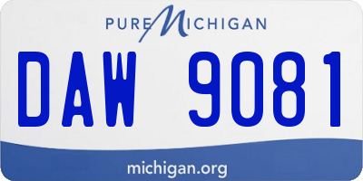 MI license plate DAW9081