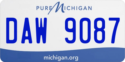 MI license plate DAW9087