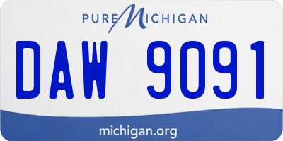 MI license plate DAW9091