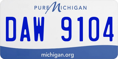 MI license plate DAW9104
