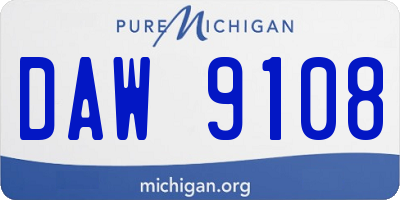 MI license plate DAW9108