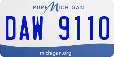 MI license plate DAW9110