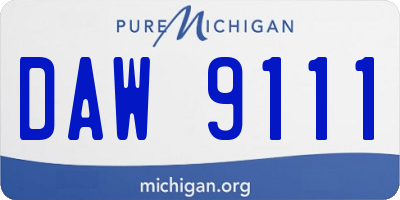 MI license plate DAW9111