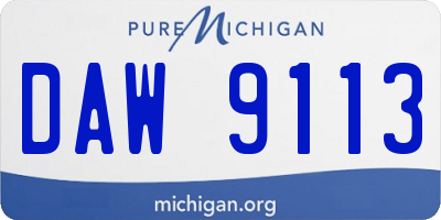 MI license plate DAW9113